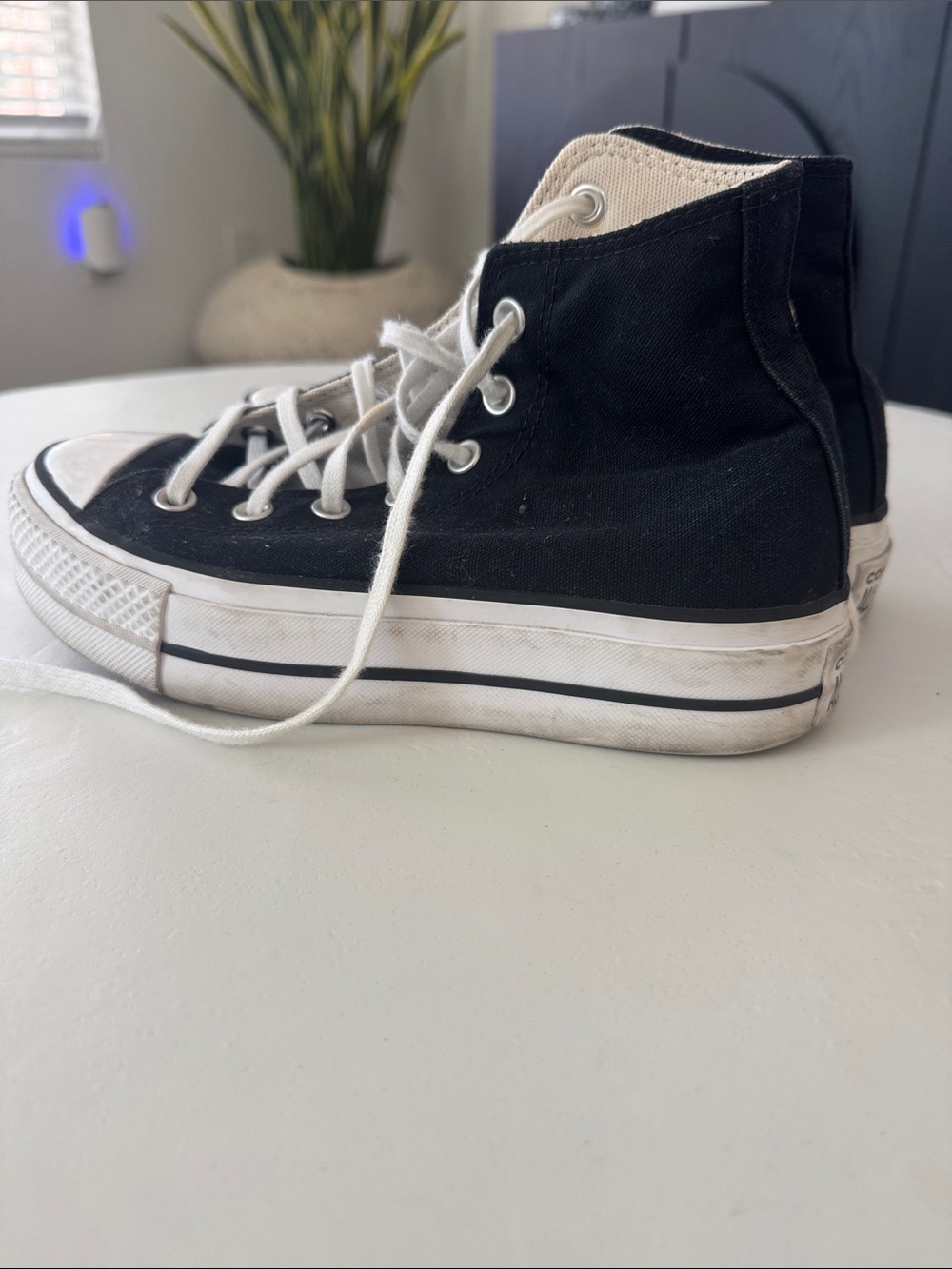 Converse Black and White Platform High Top Sneakers
